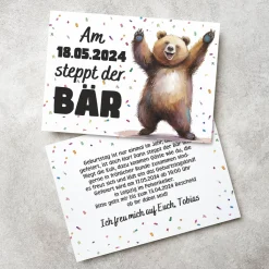 Da steppt der Bär - Einladungskarte mit lustigem Motiv