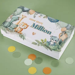 Deine erste Million - Überraschungsbox für Geldgeschenke zu Geburt, Taufe, Geburtstag