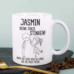 Deine Fürze stinken! - Tasse für Männer oder Frauen mit Namensaufdruck