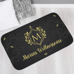 Dekorative Badematte mit Wappen, Initiale und Wunschtext, 76x45cm