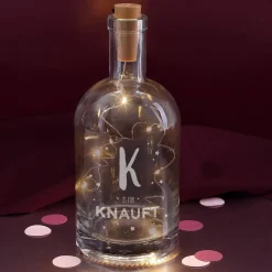Dekorative Flasche mit Initiale, Name und LED-Flaschenlicht