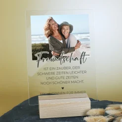 Dekoratives Acrylschild für Freunde personalisiert mit Foto und Text | Freundschaft