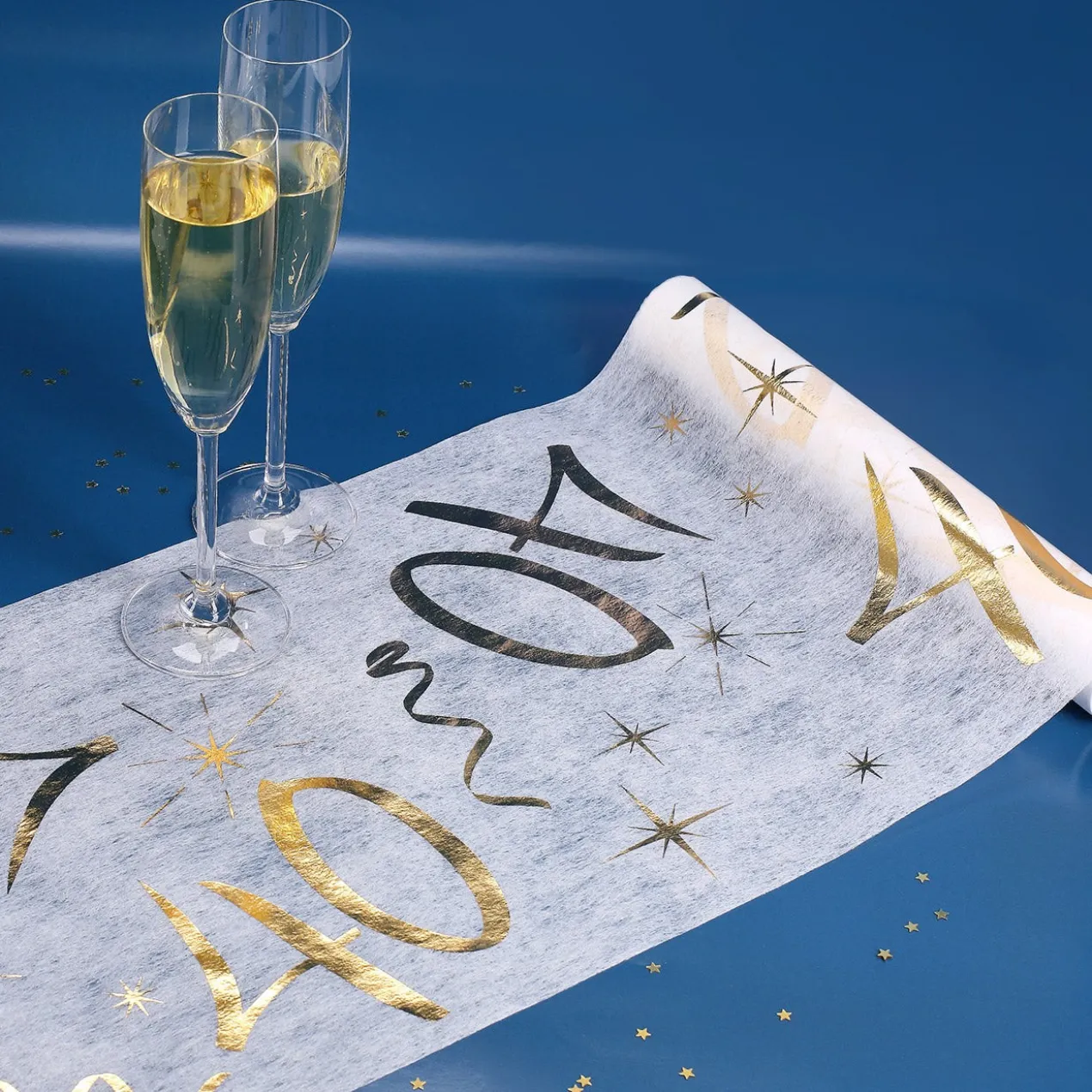 Deko Tischläufer aus Vlies zum 40. Geburtstag - gold