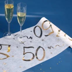Deko Tischläufer aus Vlies zum 50. Geburtstag - gold
