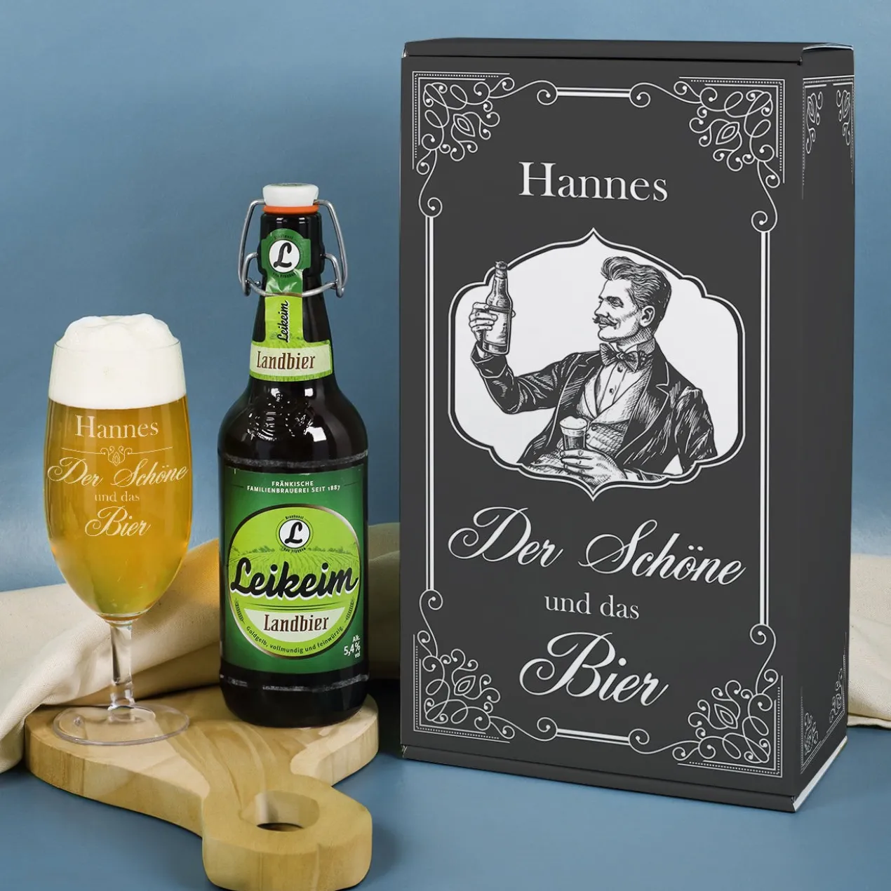 Der Schöne und das Bier - Geschenkset für Männer | Biersorte wählbar