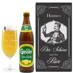 Der Schöne und das Bier - Geschenkset für Männer | Biersorte wählbar