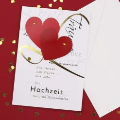 3D Glückwunschkarte zur Hochzeit - Zwei Herzen