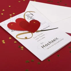 3D Glückwunschkarte zur Hochzeit - Zwei Herzen