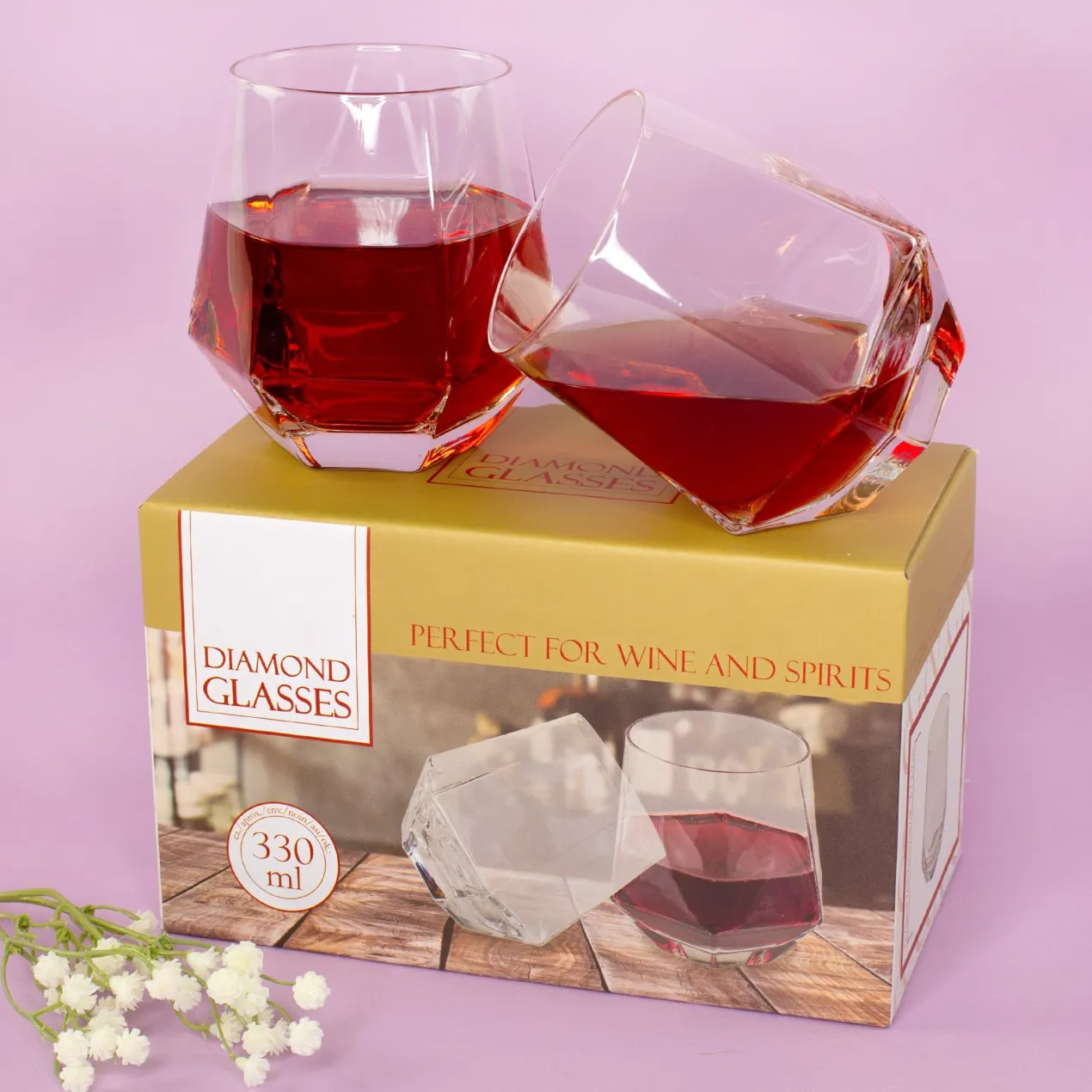 Diamant-Gläser im 2er Set | 330 ml