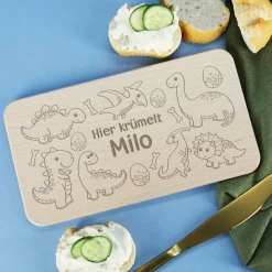 Dino Holzbrettchen für Kinder mit Namensgravur