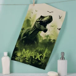 Dinosaurier Handtuch in 3 Größen mit Wunschname bedruckt