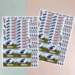 Dinosaurier - Sticker mit Roboter T-Rex und Name (100 Stück)