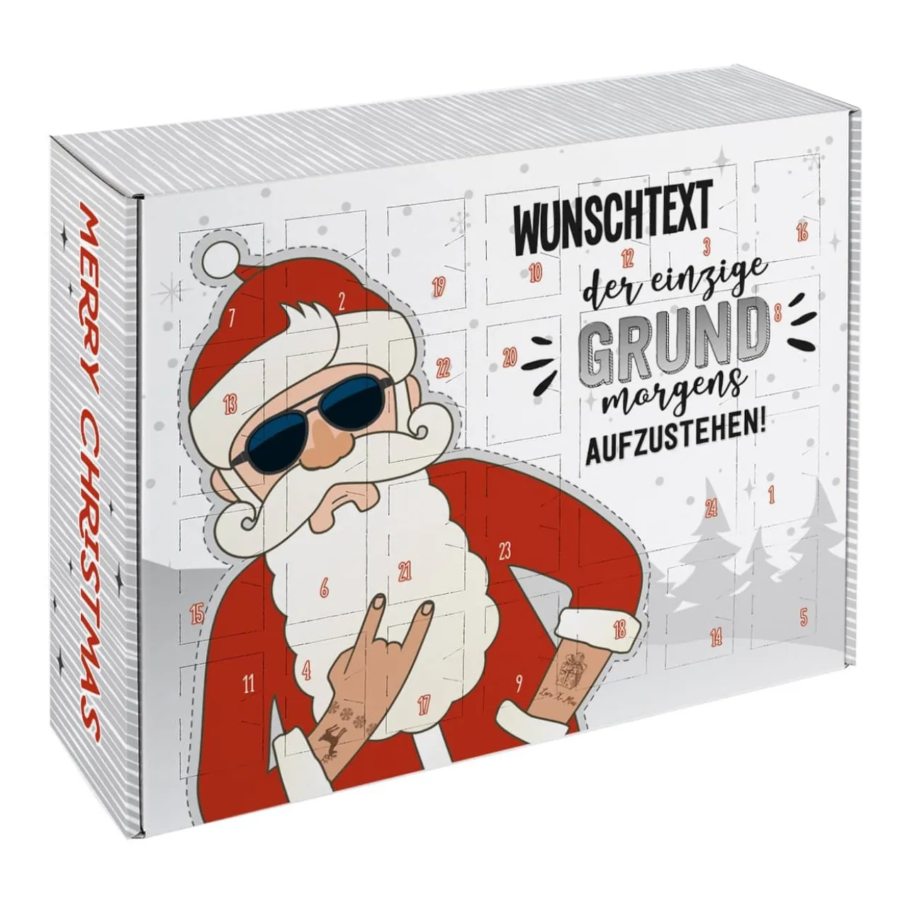 DIY Adventskalender mit coolem Weihnachtsmann und Wunschtext