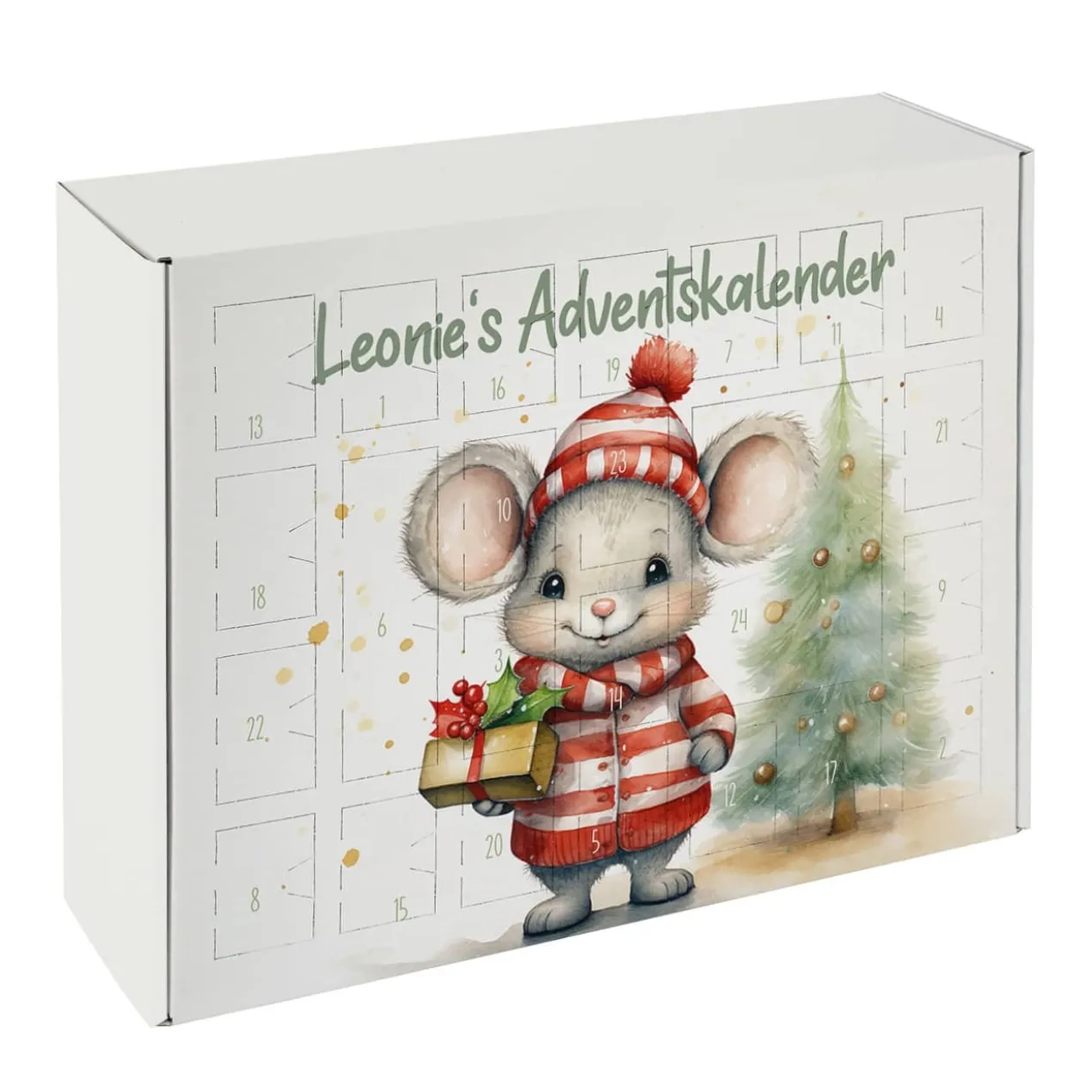 DIY Adventskalender mit niedlicher Maus und Ihrem Wunschtext