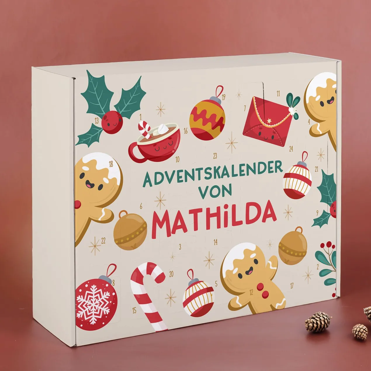 DIY Adventskalender mit niedlichem Lebkuchenmotiv zum selber füllen