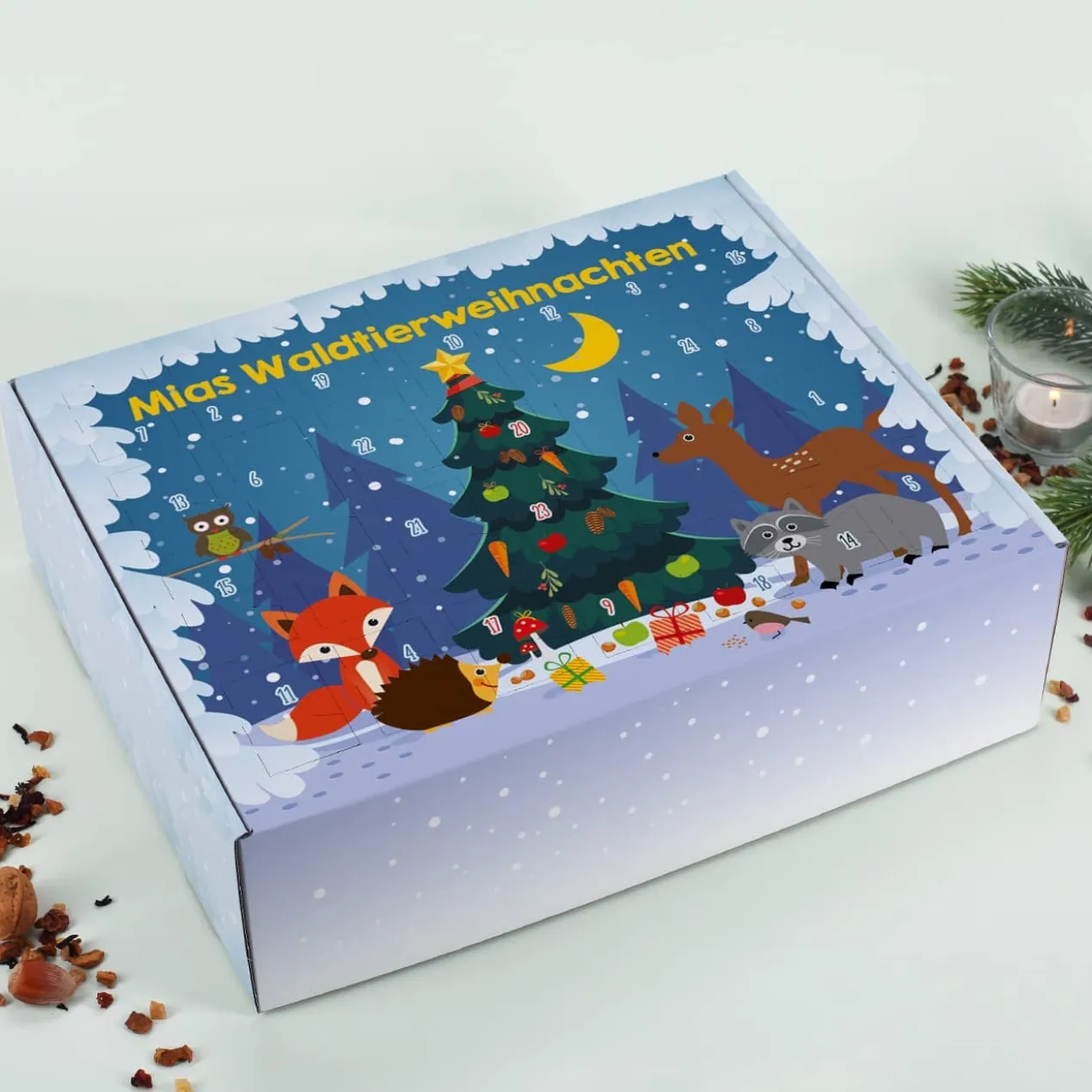 DIY Adventskalender mit Tieren des Waldes und Ihrem Wunschtext