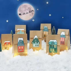 DIY Adventskalender Weihnachtsstadt - 24 Papiertüten und Aufkleber