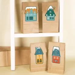 DIY Adventskalender Weihnachtsstadt - 24 Papiertüten und Aufkleber