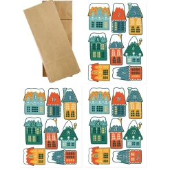 DIY Adventskalender Weihnachtsstadt - 24 Papiertüten und Aufkleber