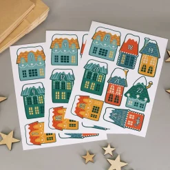 DIY Adventskalender Weihnachtsstadt - 24 Papiertüten und Aufkleber