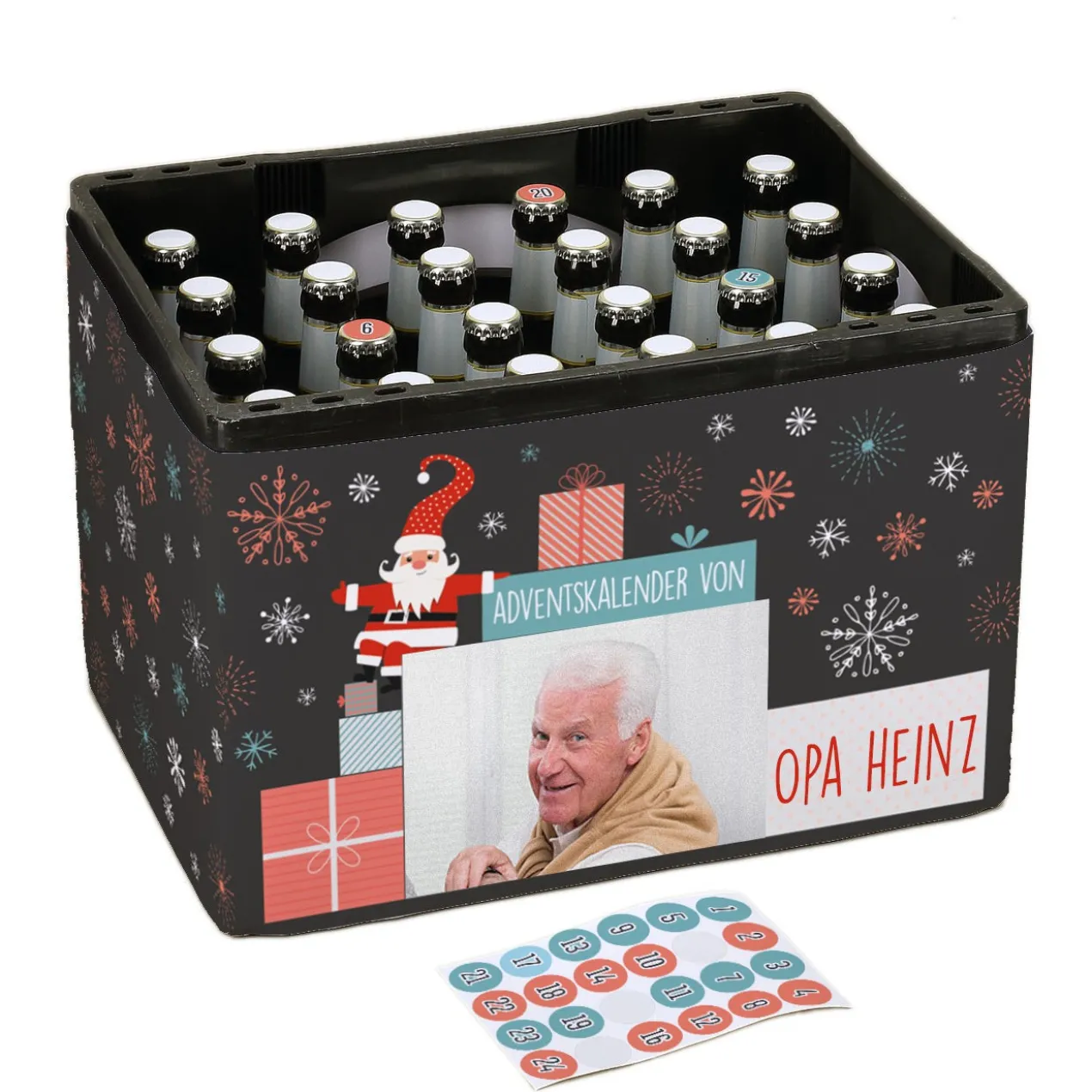 DIY Bierkasten-Adventskalender Set mit Ihrem Foto und Name personalisiert