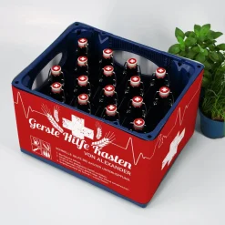 DIY Gerste Hilfe Kasten - Bierkasten-Banderole mit Aufklebern und Name