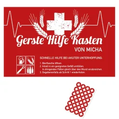 DIY Gerste Hilfe Kasten - Bierkasten-Banderole mit Aufklebern und Name