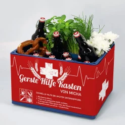 DIY Gerste Hilfe Kasten - Bierkasten-Banderole mit Aufklebern und Name