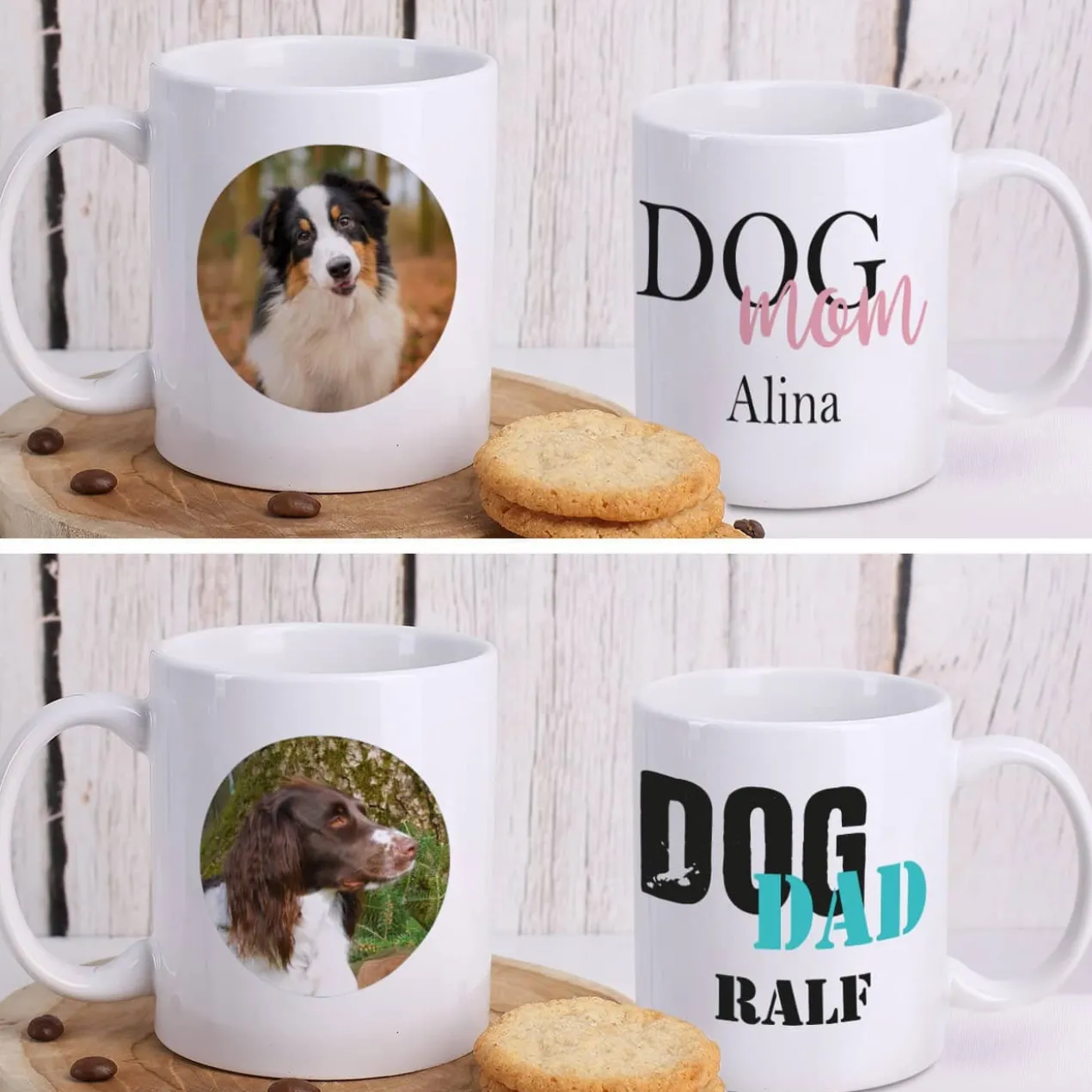 Dog Mom | Dog Dad - Fototasse mit Ihrem Wunschnamen