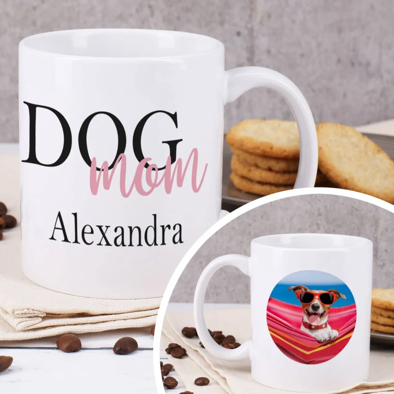 Dog Mom | Dog Dad - Fototasse mit Ihrem Wunschnamen