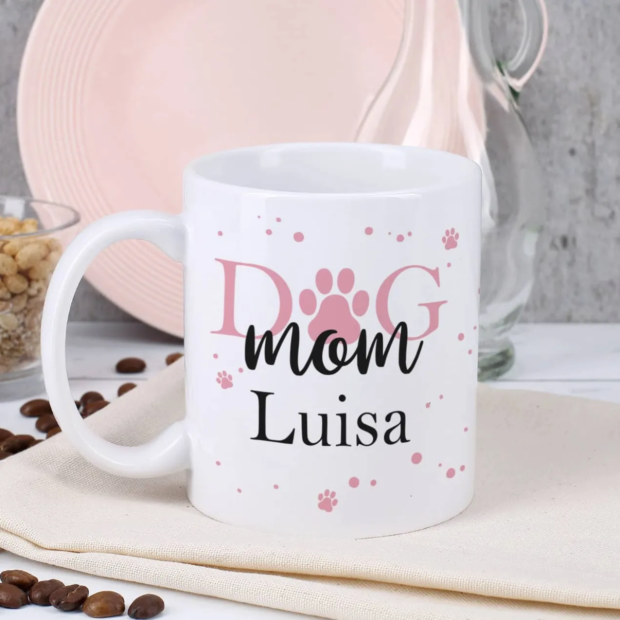 Dog Mom | Dog Dad - Keramiktasse mit Wunschname