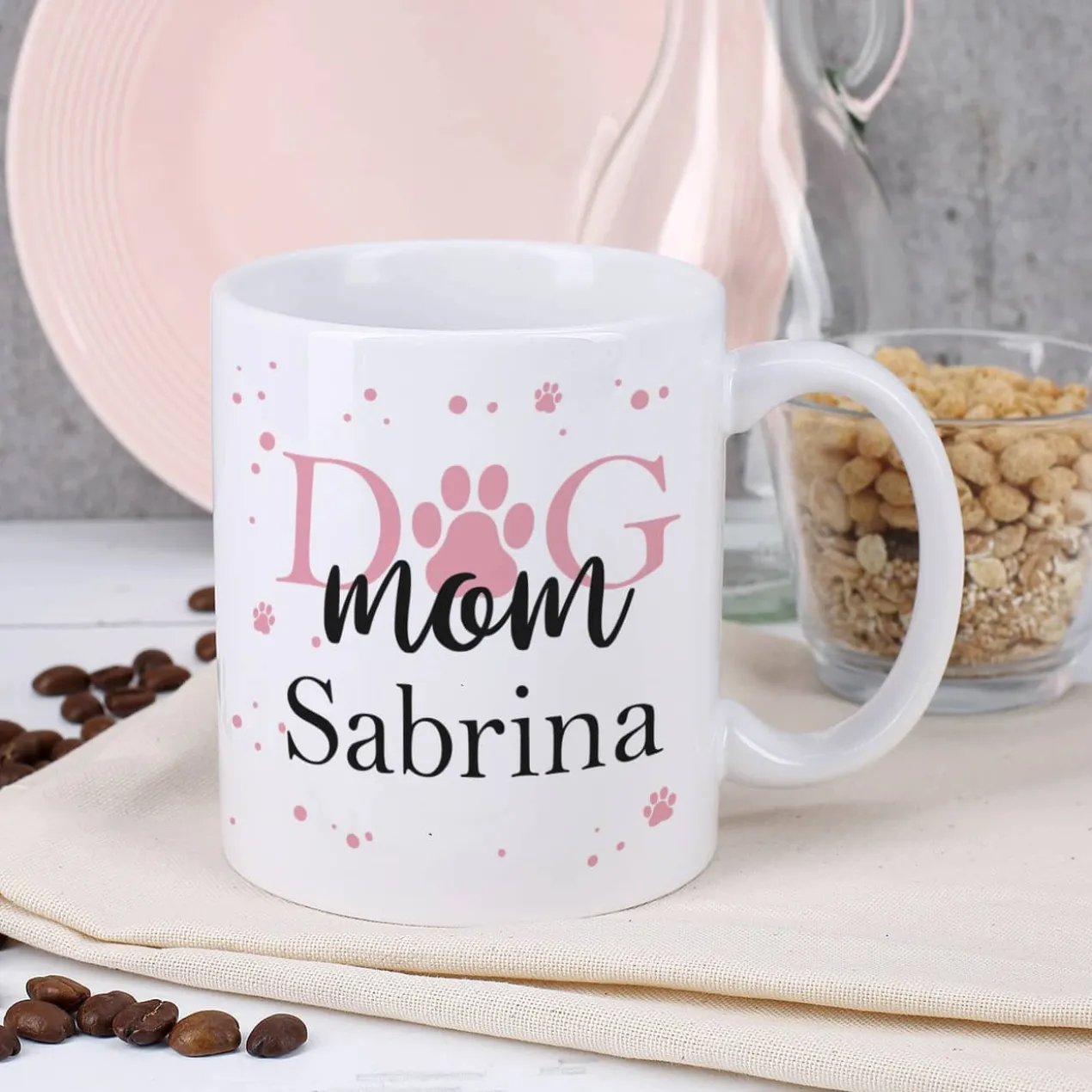 Dog Mom | Dog Dad - Keramiktasse mit Wunschname