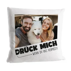 Drück mich - Kuschelkissen mit Fotoaufdruck und Wunschtext