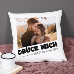 Drück mich - Kuschelkissen mit Fotoaufdruck und Wunschtext