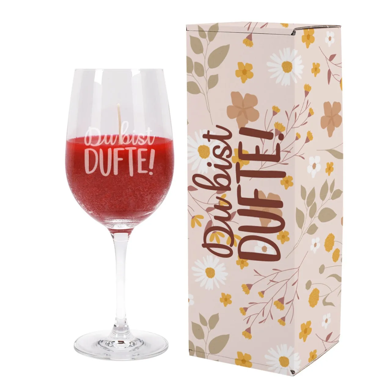 Du bist dufte! - Duftkerze im Weinglas mit Geschenkverpackung