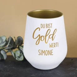 Du bist Gold wert! - Geschenkset mit graviertem Trinkglas und Käfer Sprizz