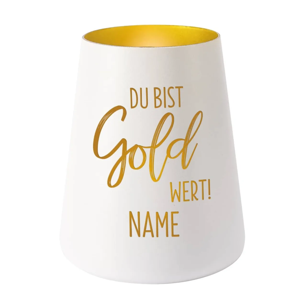 Du bist Gold wert! - Windlicht mit Namensgravur