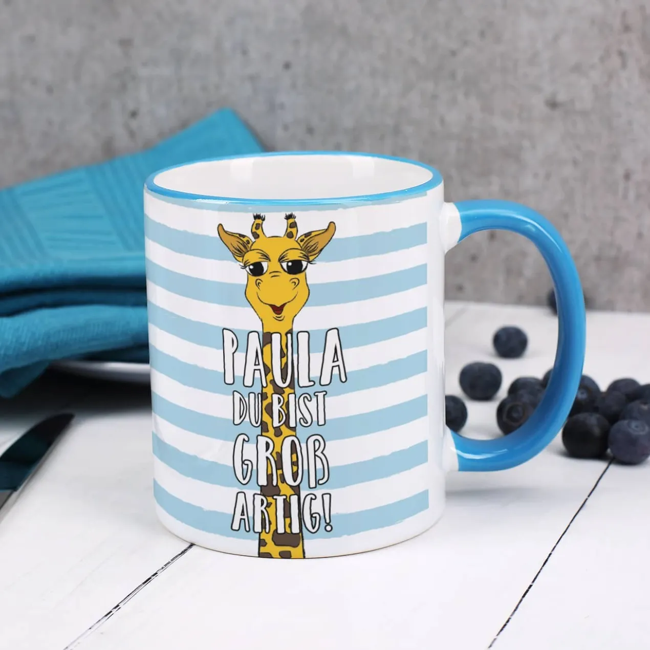 Du bist großartig! - Tasse mit Giraffe und Name