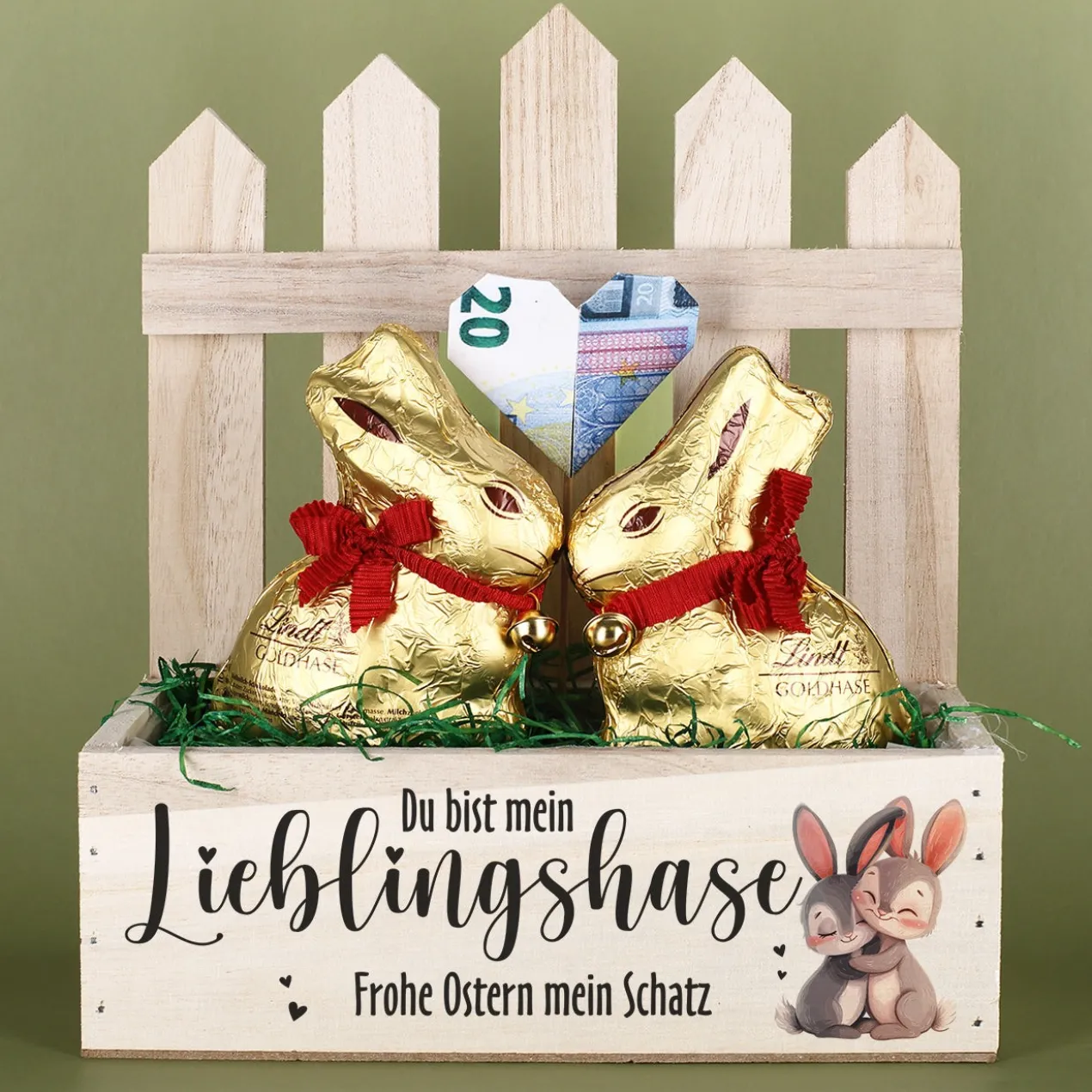 Du bist mein Lieblingshase - Geschenkset zu Ostern mit 2 Lindthasen