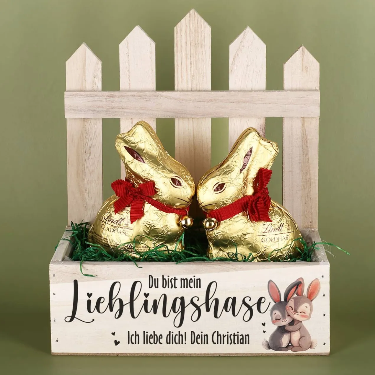 Du bist mein Lieblingshase - Geschenkset zu Ostern mit 2 Lindthasen