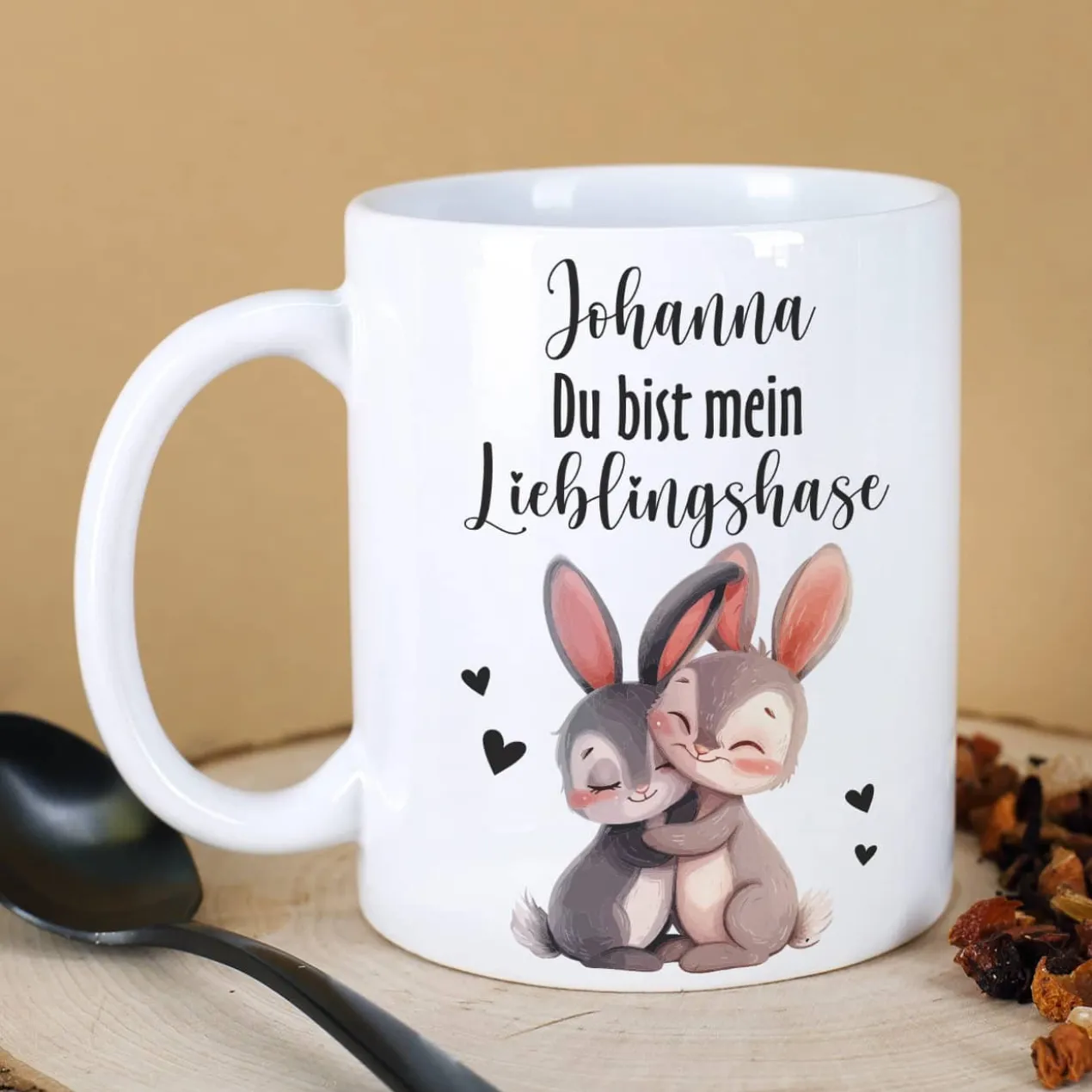 Du bist mein Lieblingshase - Tasse mit Namensaufdruck als Geschenk zu Ostern