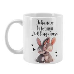 Du bist mein Lieblingshase - Tasse mit Namensaufdruck als Geschenk zu Ostern