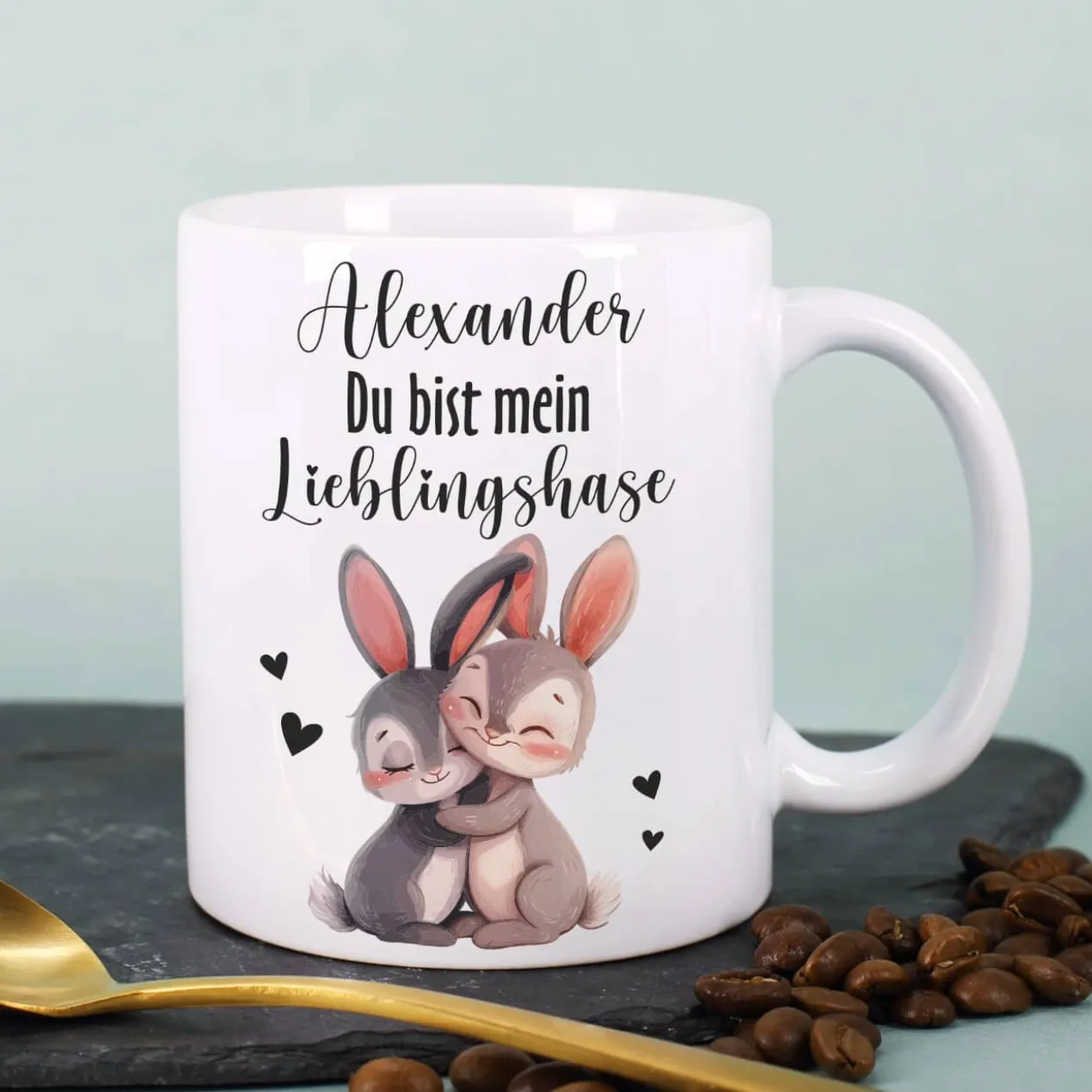Du bist mein Lieblingshase - Tasse mit Namensaufdruck als Geschenk zu Ostern