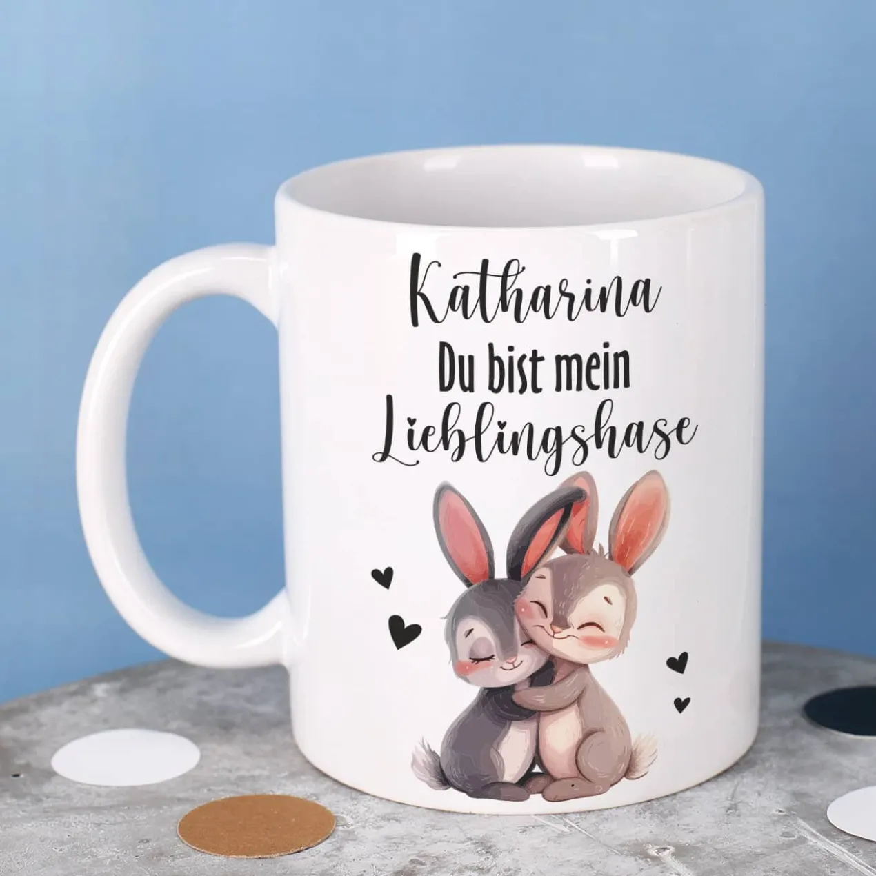 Du bist mein Lieblingshase - Tasse mit Namensaufdruck als Geschenk zu Ostern