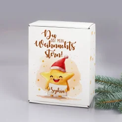 Du bist mein Weihnachtsstern! - Niedliches Geschenkset mit Stollenrigel, Teekanne Tee und Name pers