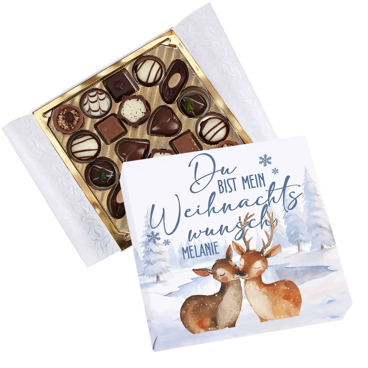 Du bist mein Weihnachtswunsch - 100g Lindt Pralinen mit Ihrem Wunschnamen bedruckt