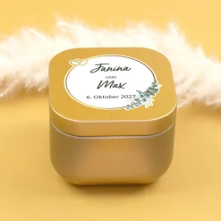 Duftkerze als Gastgeschenk zur Hochzeit in Gold oder Rosé | Hochzeitskerze personalisiert mit Namen