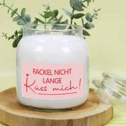 Duftkerze 'Fackel nicht lange – Küss mich!' | Romantisches Geschenk zum Valentinstag & für Verliebte