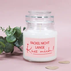 Duftkerze 'Fackel nicht lange – Küss mich!' | Romantisches Geschenk zum Valentinstag & für Verliebte