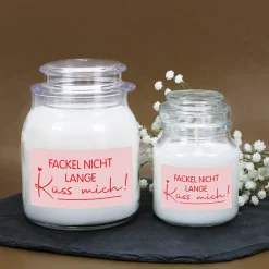 Duftkerze 'Fackel nicht lange – Küss mich!' | Romantisches Geschenk zum Valentinstag & für Verliebte